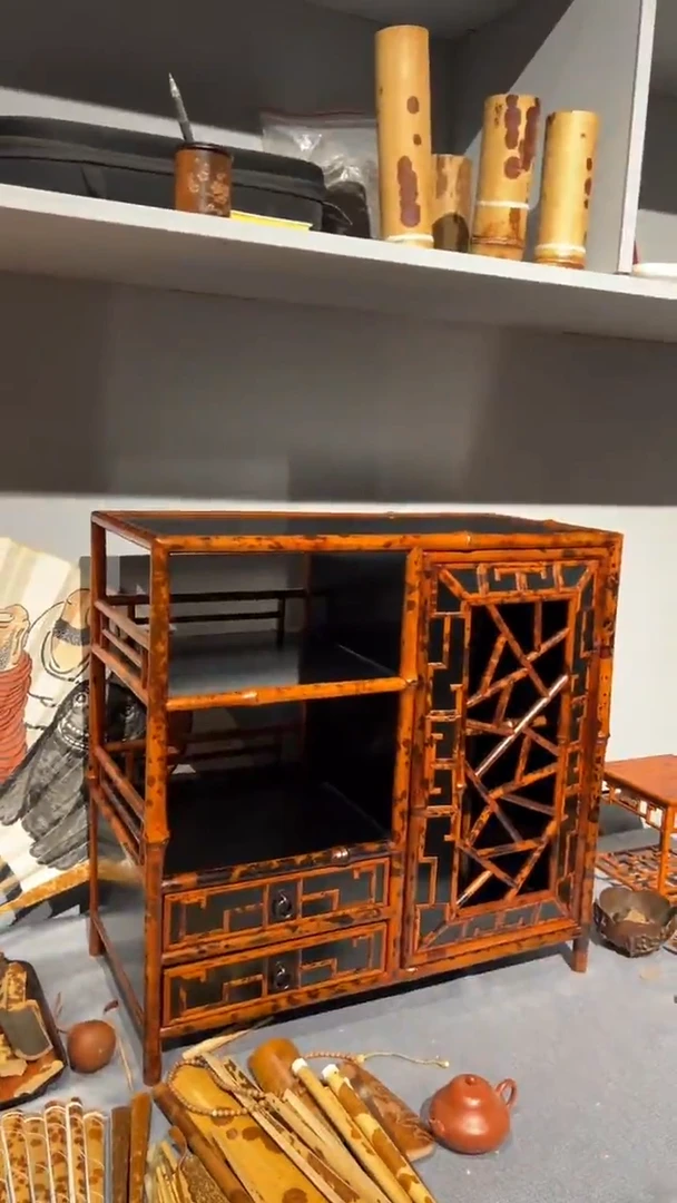 竹冬*哥湘妃竹茶水柜收纳柜