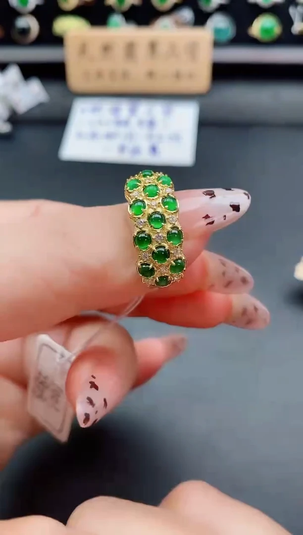 银S925镶嵌戒指翡翠1