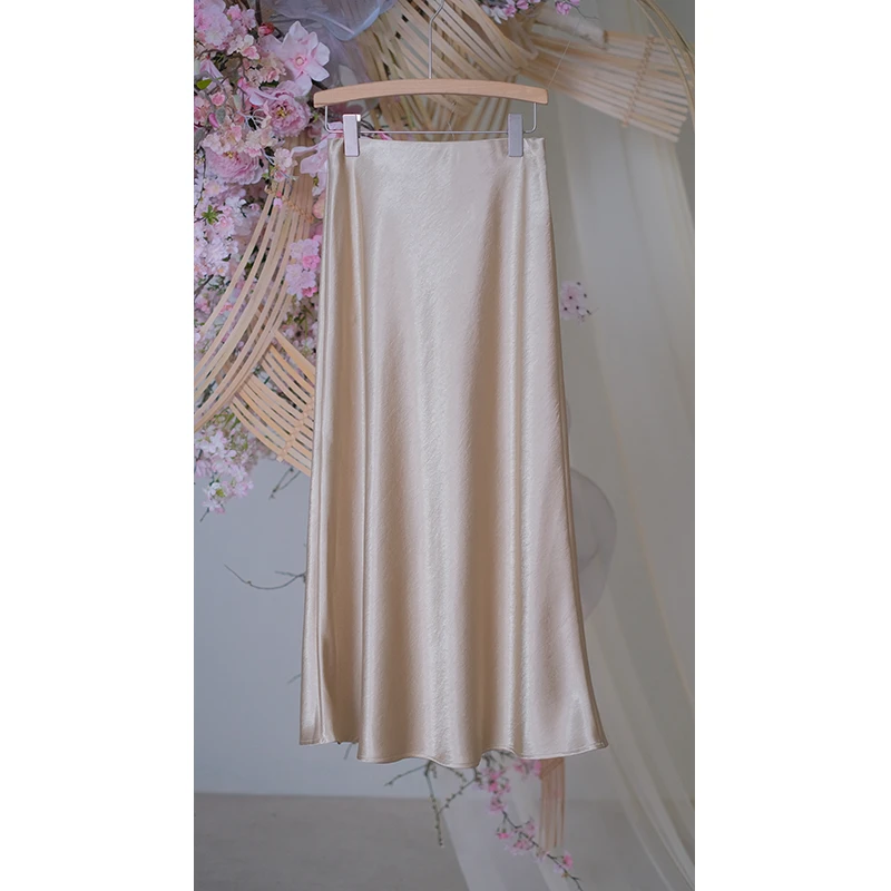 泊风ozen【亭亭玉立】设计师原创半身裙斜裁松紧腰带长裙