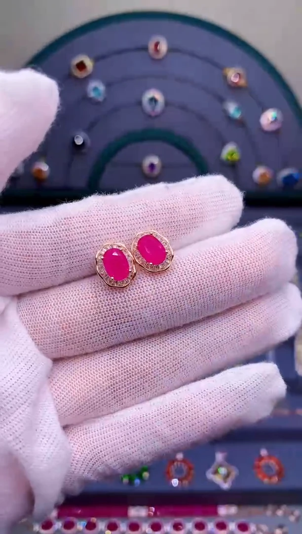 【闪购商品】红宝石耳饰银S925镶嵌2