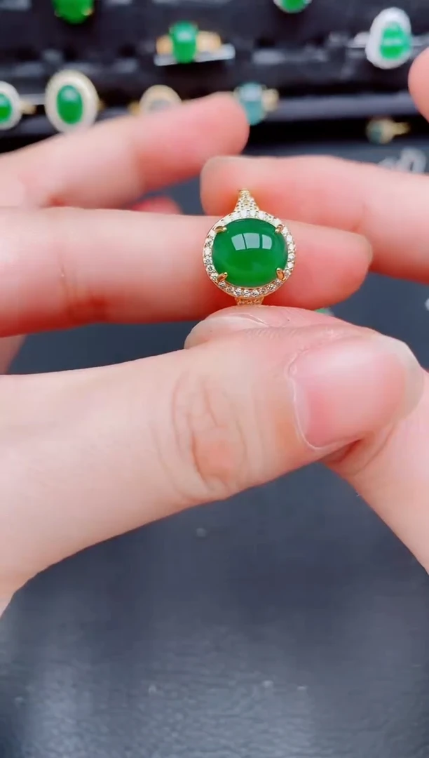 【闪购商品】翡翠戒指银S925镶嵌天然a货翡翠242