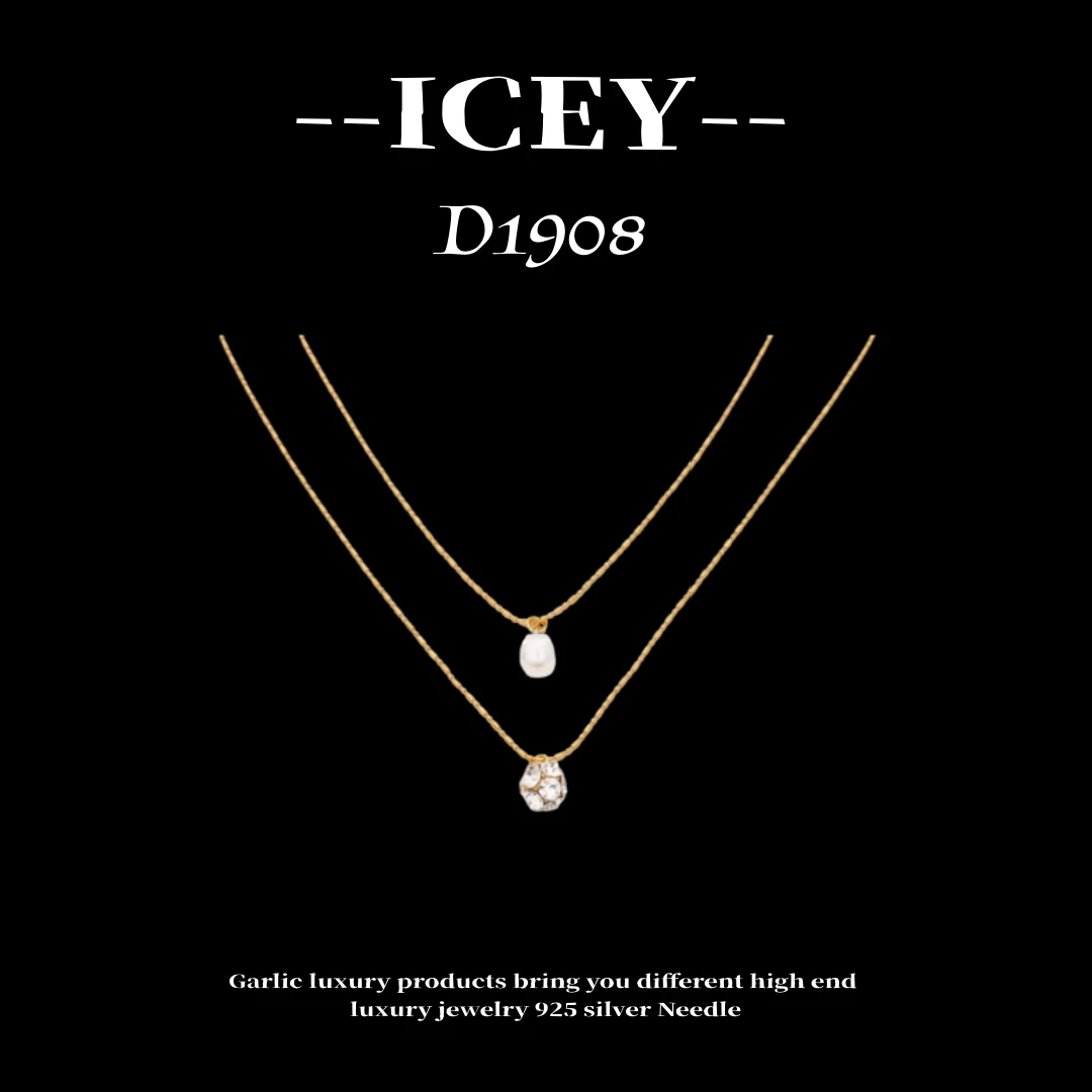 镀K金 ICEY设计小香风时尚首饰精致毛衣链项链--D1908