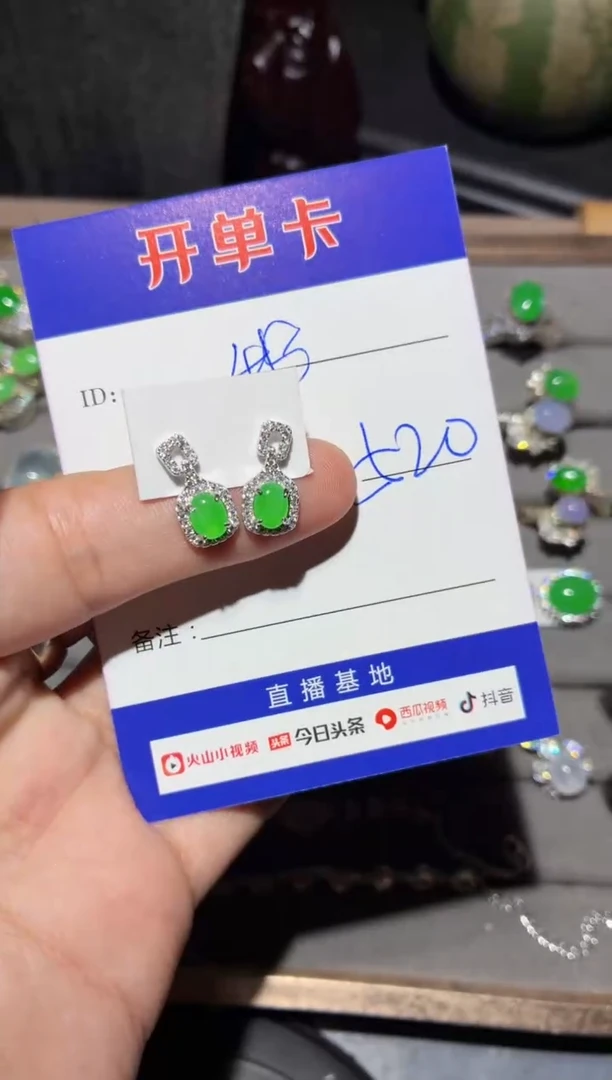 银S925镶嵌翡翠耳饰我****学 我不想去上学