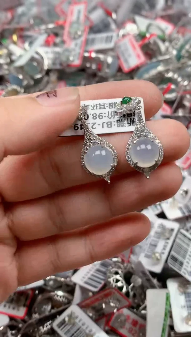 银S925镶嵌戒指翡翠天然A货缅甸翡翠