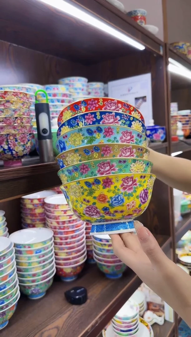 珐琅6英寸面碗6个景德镇陶瓷