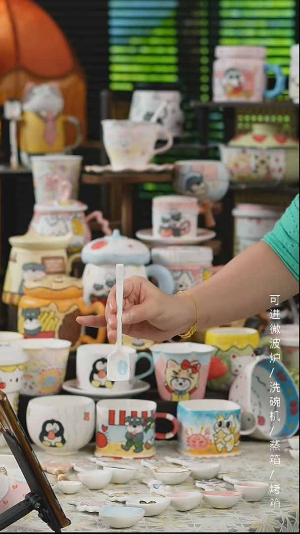 杯子景德镇高温釉下彩纯手绘创意瓷