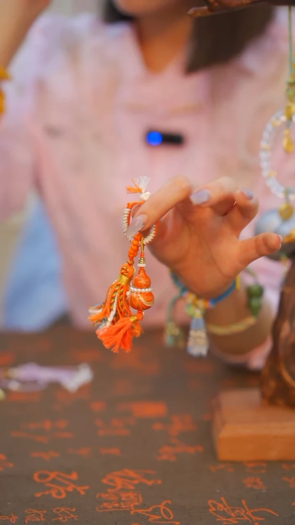 橙色非遗漆手艺工天然葫芦文玩福禄