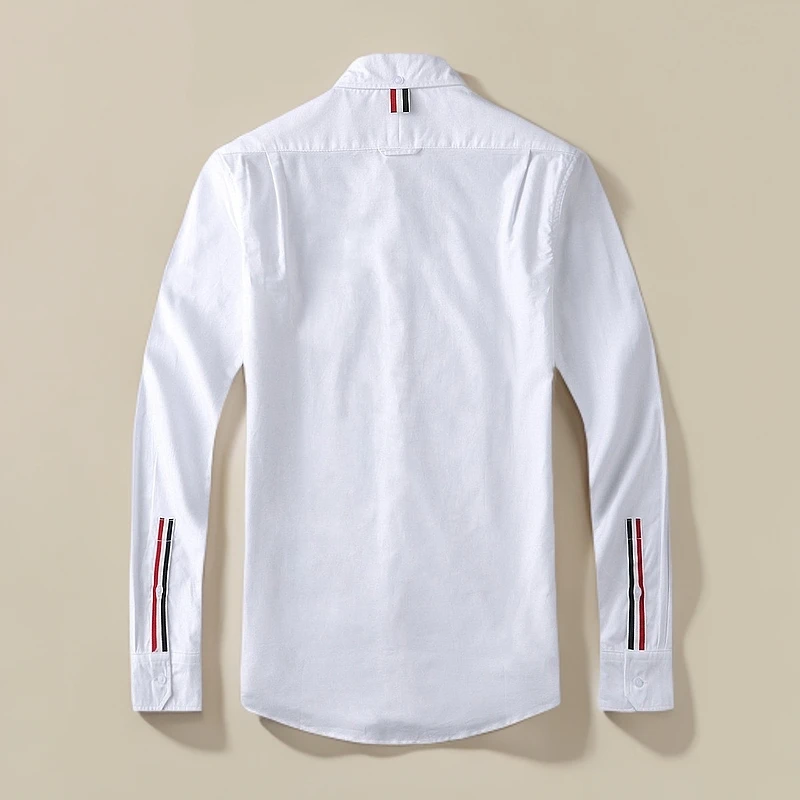 T@+B衬衫潮牌牛津纺白衬衫长袖新款袖口织带男女同款休闲白衬衣