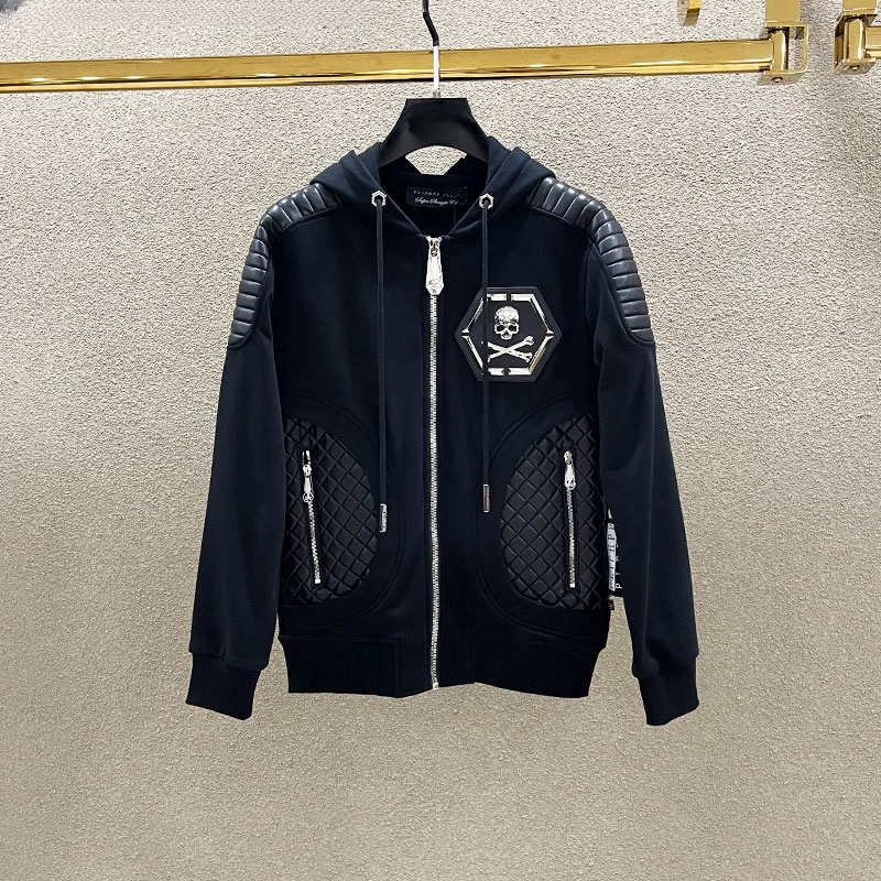 PLIPHPP PLEPN正品PP美式拼皮连帽长袖卫衣男秋冬季百搭外套 W845