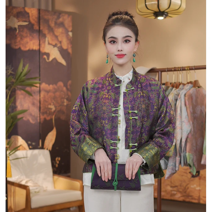 《 紫藤花开-外套》新中式复古国风休闲百搭高定双面穿上衣外套