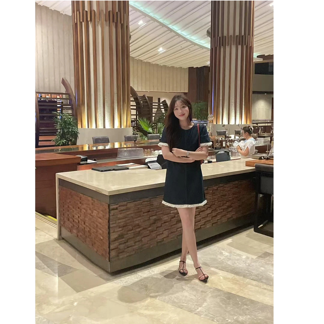 YPP！【悠悠日记】夏季显瘦气质拼接设计感连衣裙