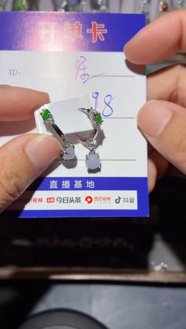 银S925镶嵌翡翠耳饰?**✨星月