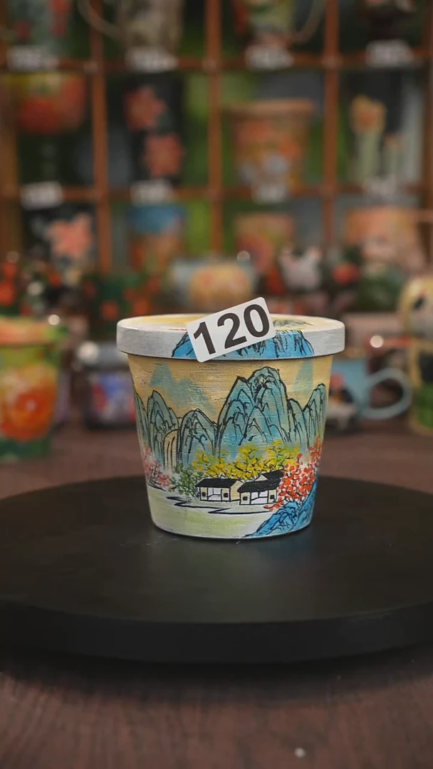 紫砂油画手绘釉下彩120