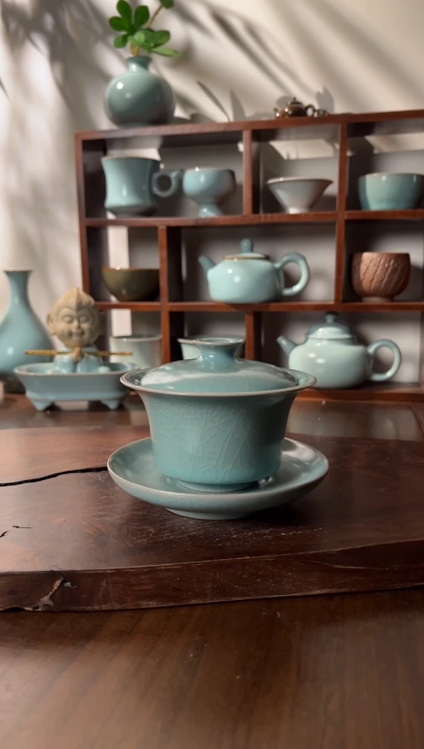 【闪购商品】壶清凉寺仿古釉色马蹄三才盖碗