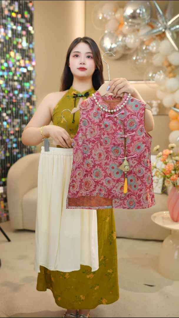 女童套装夏季儿童女孩中式国风两件时尚背心长裤服装套装俩件套