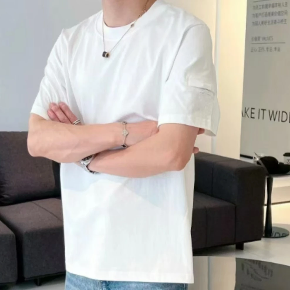 男士夏季新款嵌饰口袋短袖简约时尚