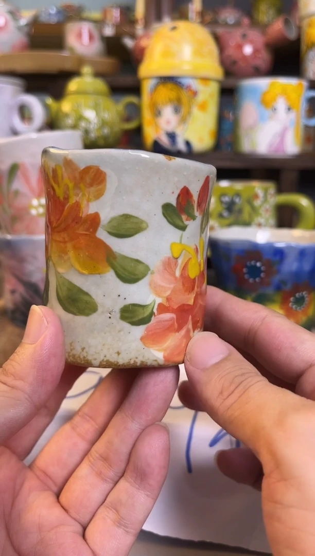 杯子手绘高温釉下陶瓷