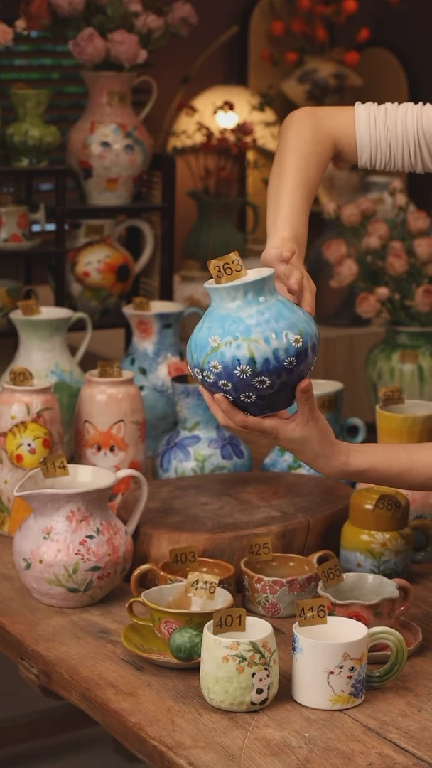 陶瓷景德镇设计师手作花器摆件侘寂风369