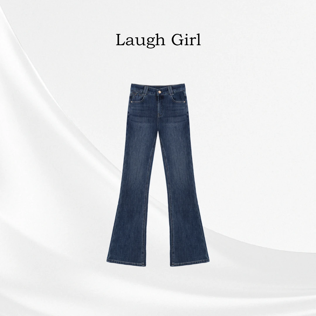 楚楚君 Laugh girl【锦鲤之志】喇叭裤复古港风牛仔裤喇叭蓝色长裤