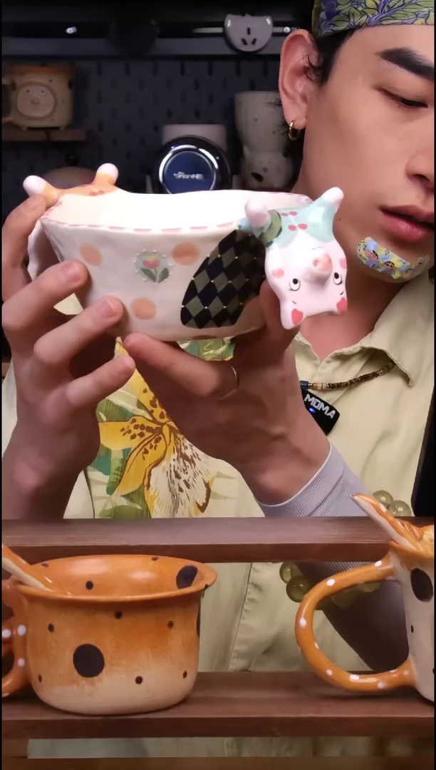 碗景德镇可爱设计师款陶瓷（双倒立猪碗）