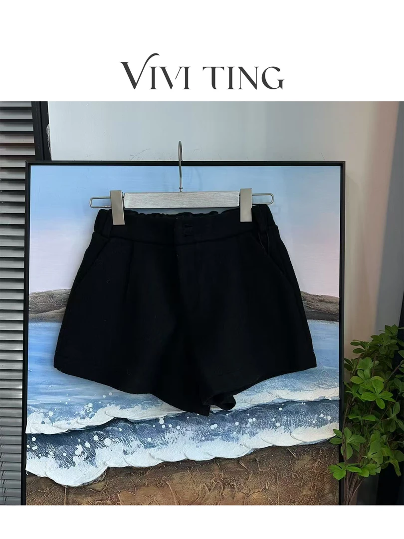 【VIVI·TING】婷姐推荐休闲百搭净版纯色后假口袋两粒扣短裤F562