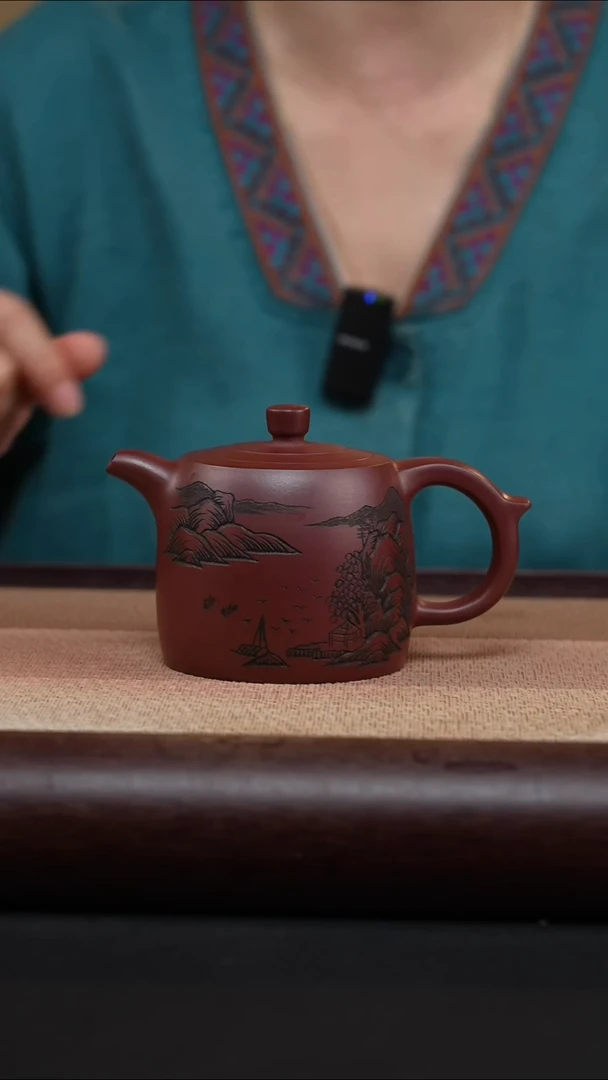 茶壶紫砂龙血砂-刻绘井栏MH-2004