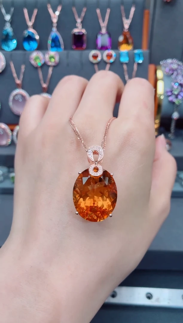 吊坠(赠链)银S925镶嵌黄晶黄晶吊坠