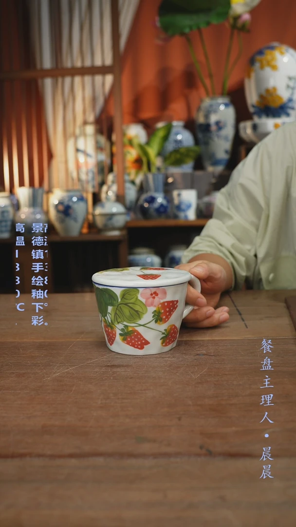 瓷片【简家甄选】景德镇设计师釉下手绘陶瓷餐具