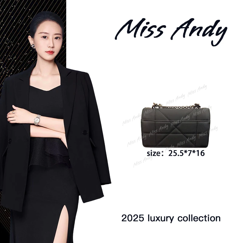 【Andy甄选】Miss迪小姐 QYX-98016-黑色进口磨砂皮 奢品女包