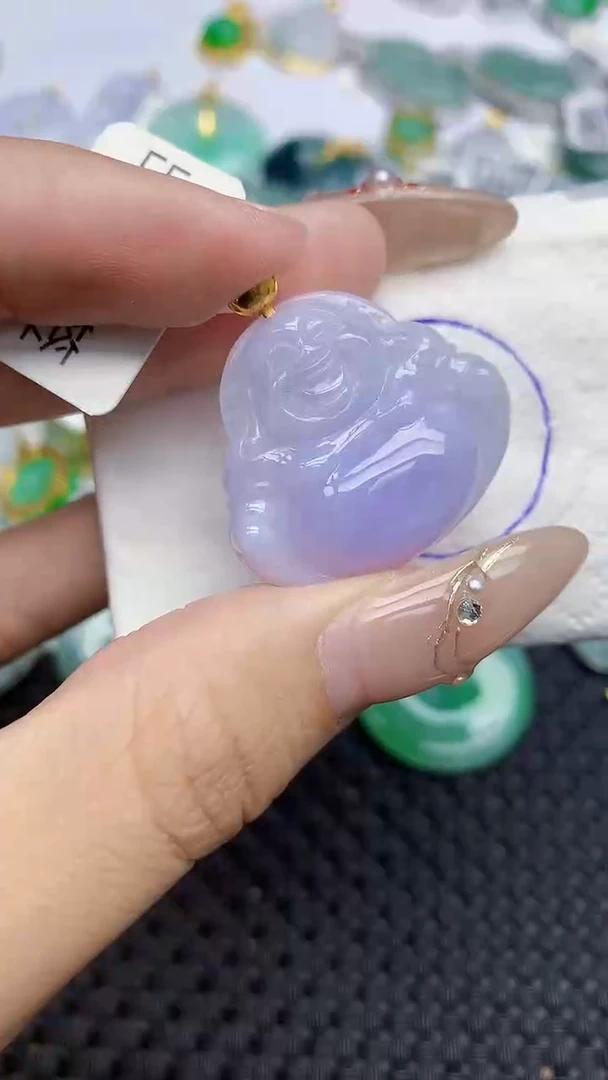 颈饰18K金镶嵌翡翠184   天然翡翠A货  百元以上9米证书费自理