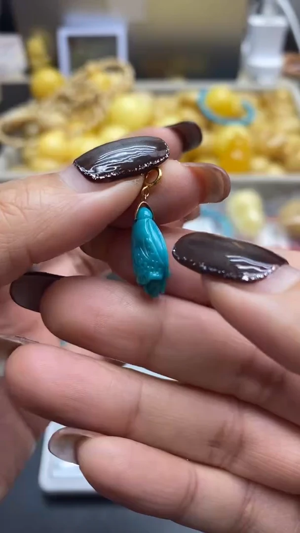 18K金镶嵌绿松石珠宝奇石1015