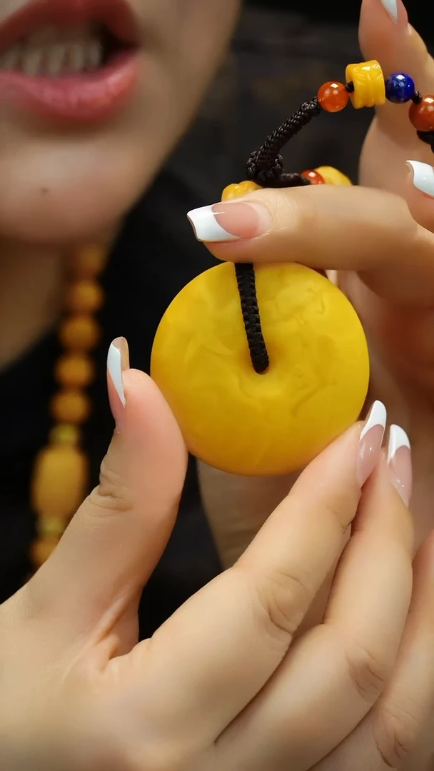 未镶嵌吊坠(不含链)琥珀磨砂花蜡平安扣吊坠 27g 一套31.05g