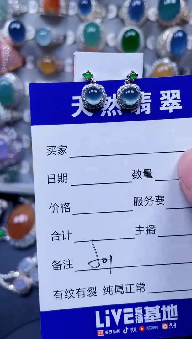 银S925镶嵌翡翠耳饰501