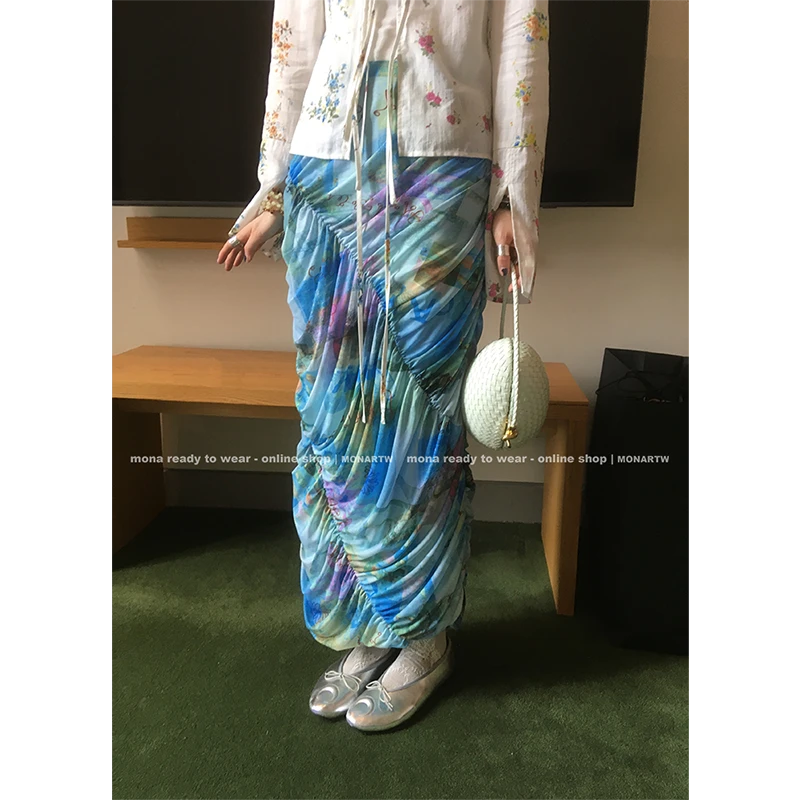 【Mona张绮贤】MONA 艺术印花 直筒高腰半身裙 OG354622