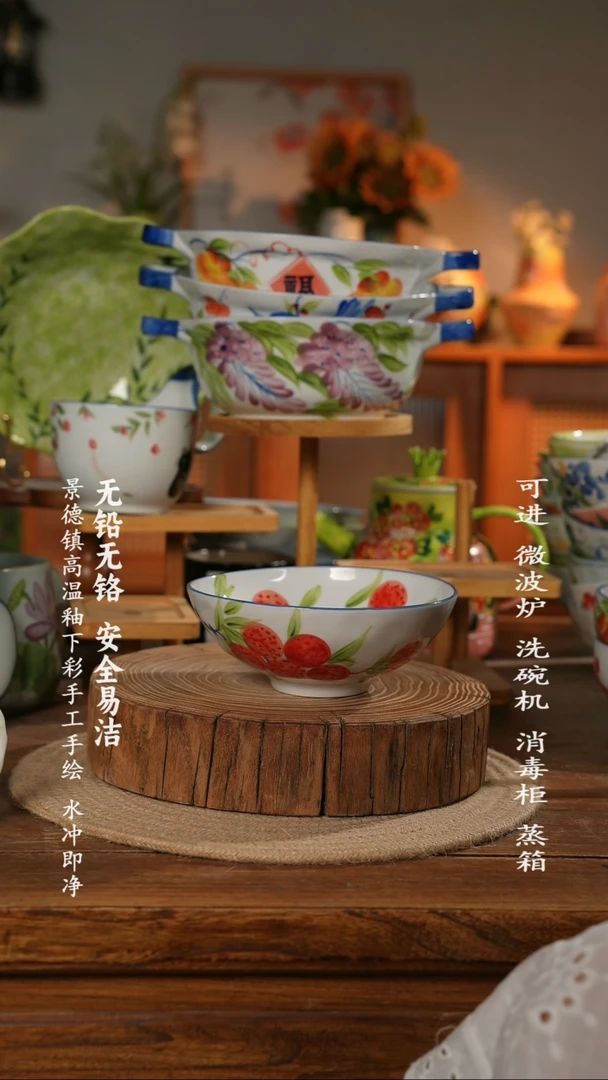 瓷景德镇高温瓷釉下彩手绘陶瓷万能