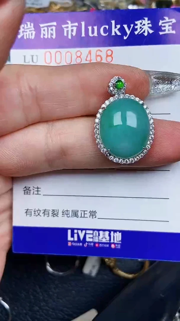 颈饰银S925镶嵌翡翠8468