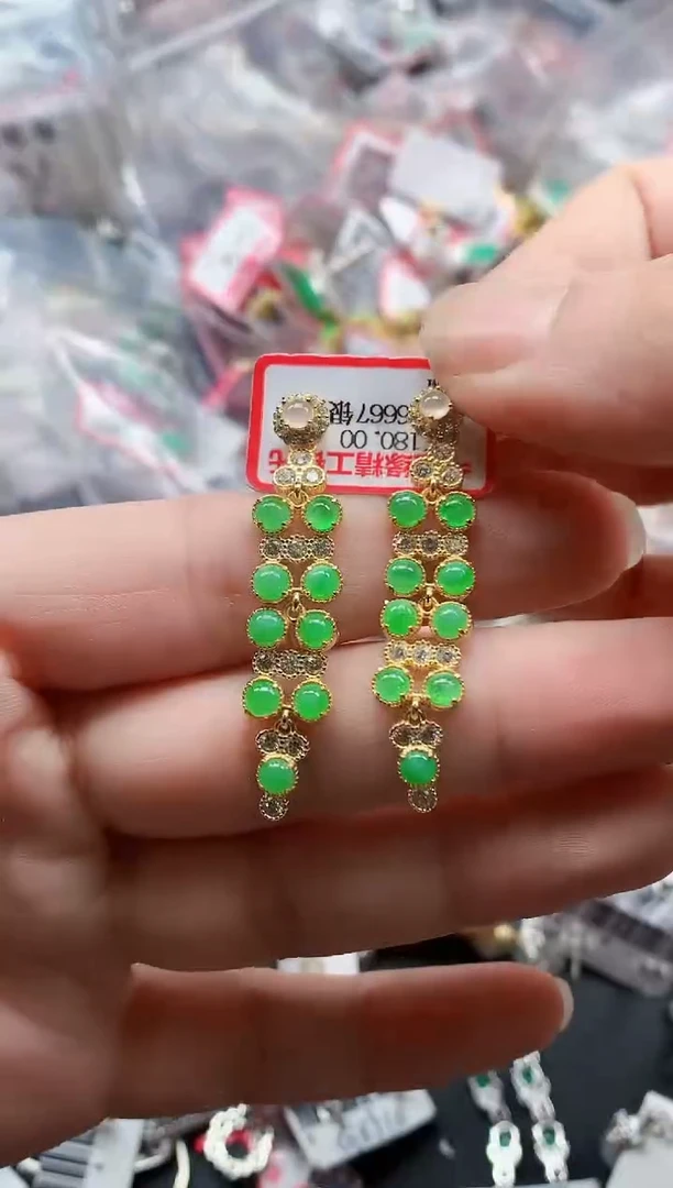 银S925镶嵌戒指翡翠天然A货缅甸翡翠