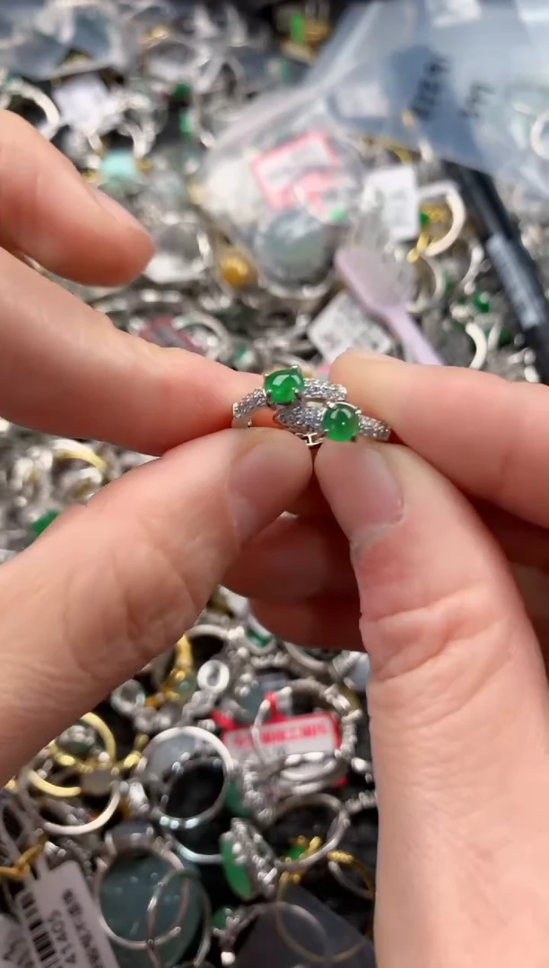 银S925镶嵌戒指翡翠555   5