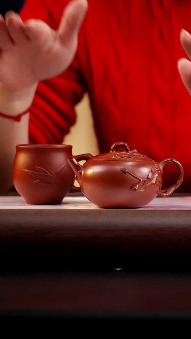 茶壶紫砂小红泥花器西施