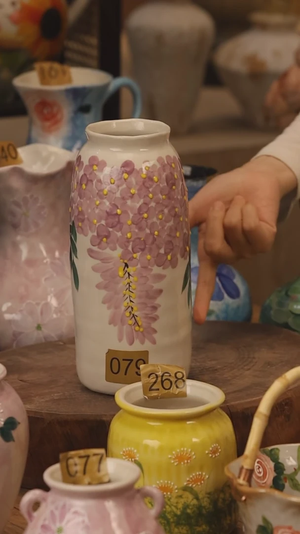 陶瓷景德镇设计师手作花器摆件侘寂风@M079@