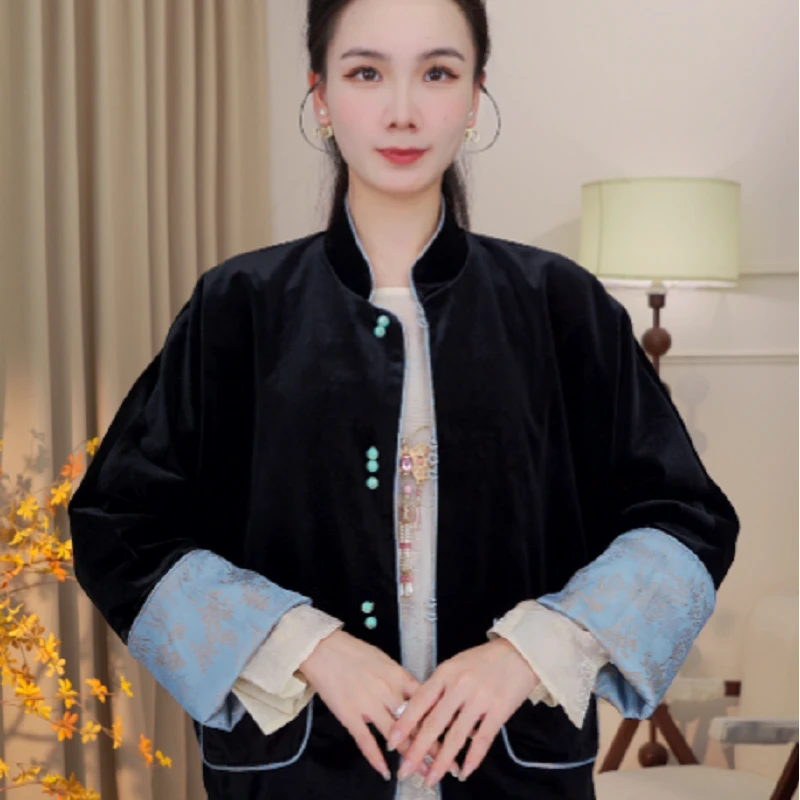 【松间明月】新中式早秋丝绒双面穿外套女2025C3651—婷婷杭锦仓