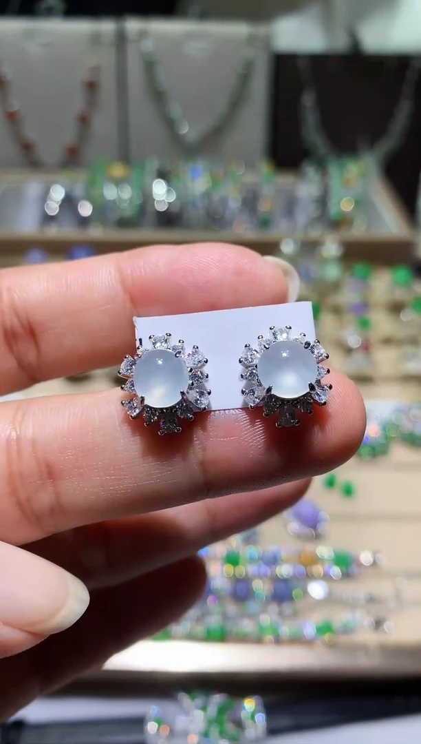 翡翠未镶嵌耳饰耳钉