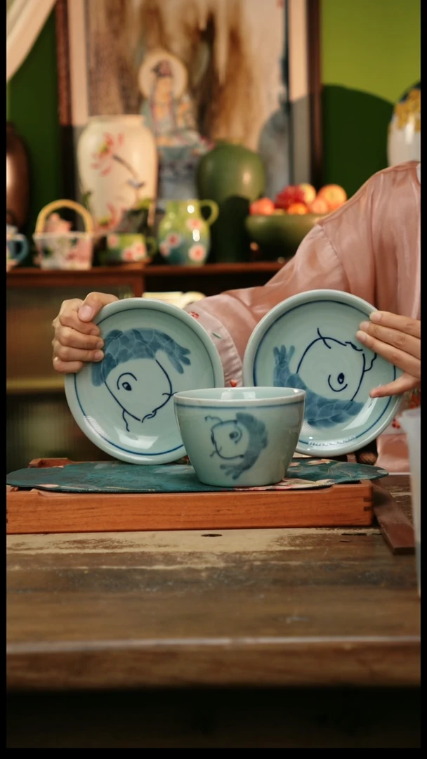 瓷片C***&景德镇纯手工釉下彩精品茶具水杯