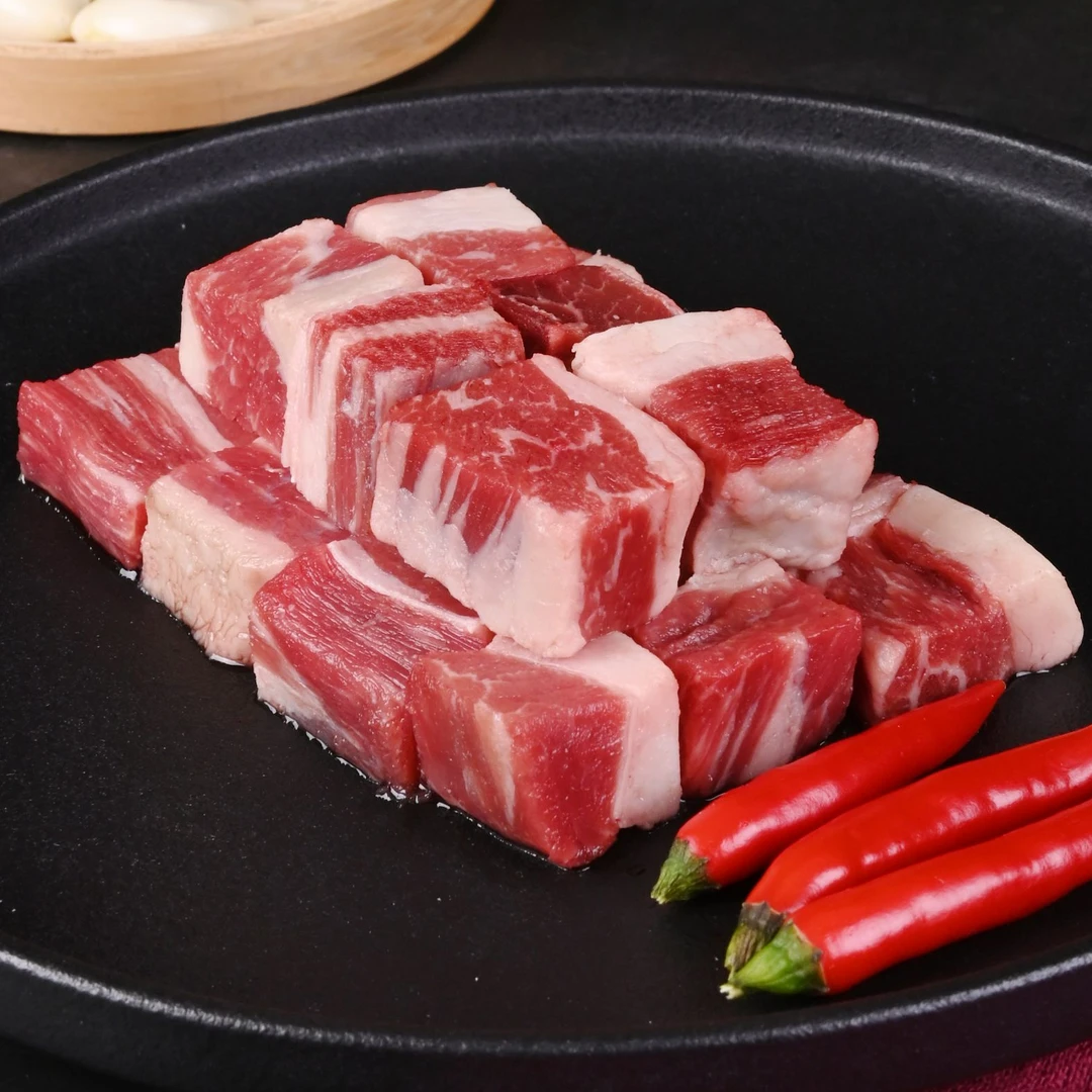 鲜会鲜牛腩1kg粒澳洲/美国进口精选级原切谷饲安格斯速冻牛肉粒火锅食材