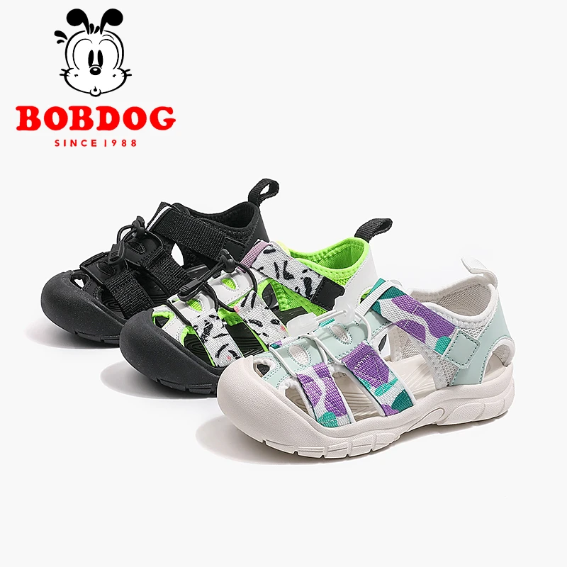 Bobdog/巴布豆2025夏季溯溪凉鞋涉水鞋男女童镂空中大童百搭包头