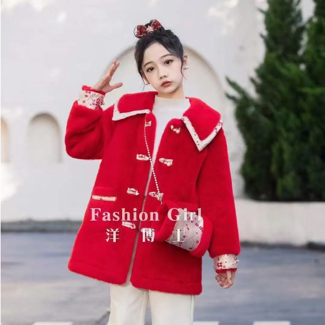 秋冬新款女中童加厚大衣外套洋博士23098