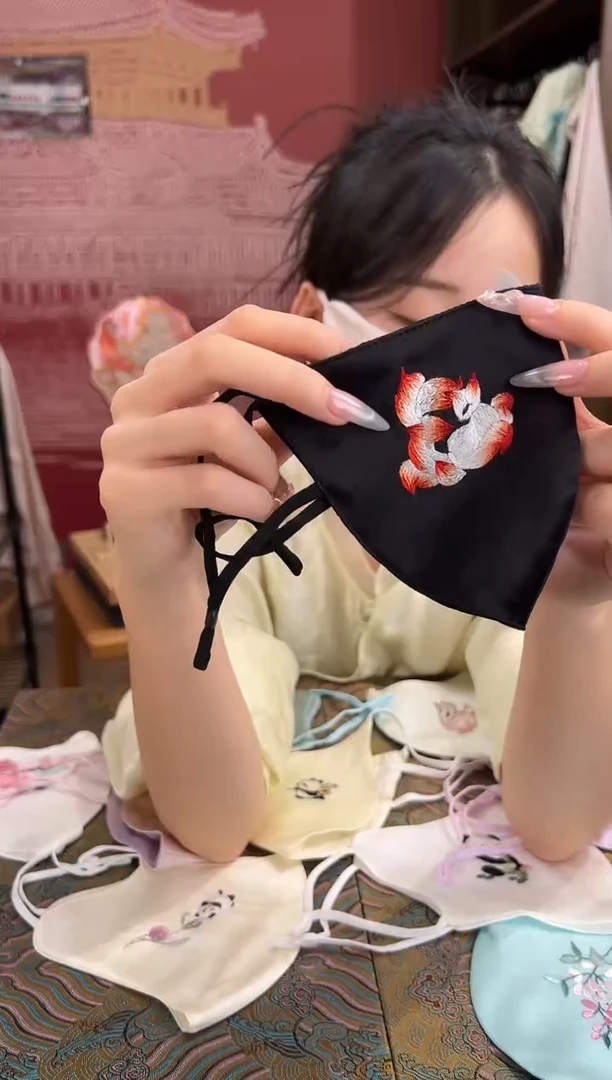 刺绣苏绣手工刺绣100桑蚕丝面罩