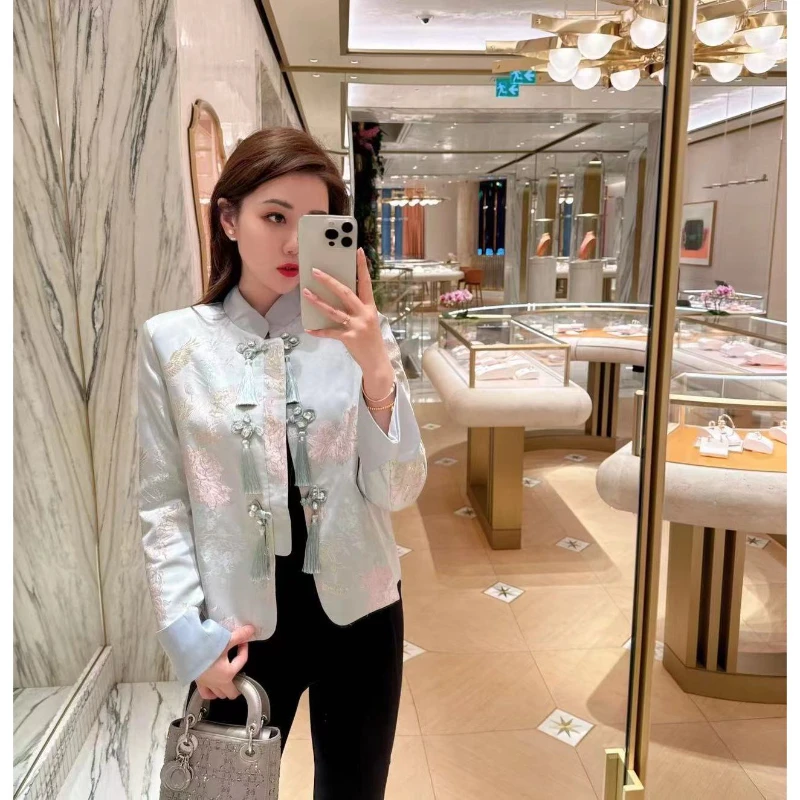 国色天香 重工钉珠刺绣新中式国风气质时尚复古上衣女外套24Y67