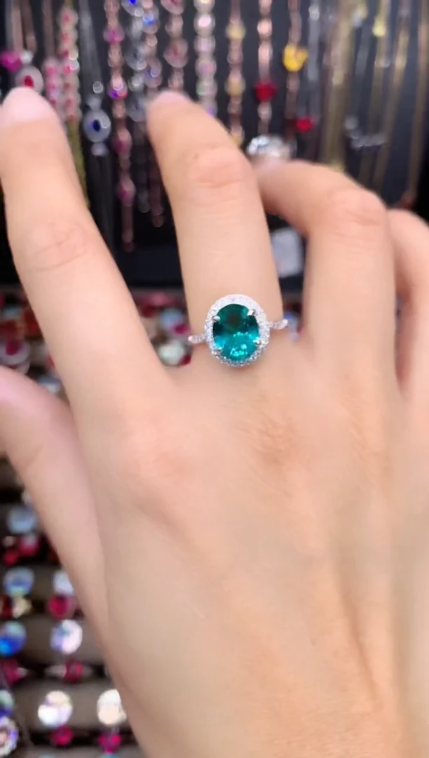 碧玺戒指银S925镶嵌银