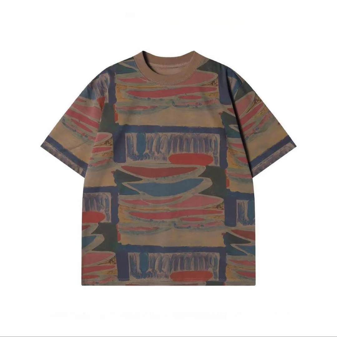 情侣款【伊琳儿】港澳型男数码喷印重磅纯棉圆领短袖T恤宽松打底衫t